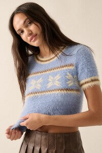 Fuzzy Knit Cropped Sweater