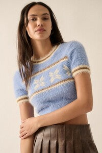 Fuzzy Knit Cropped Sweater